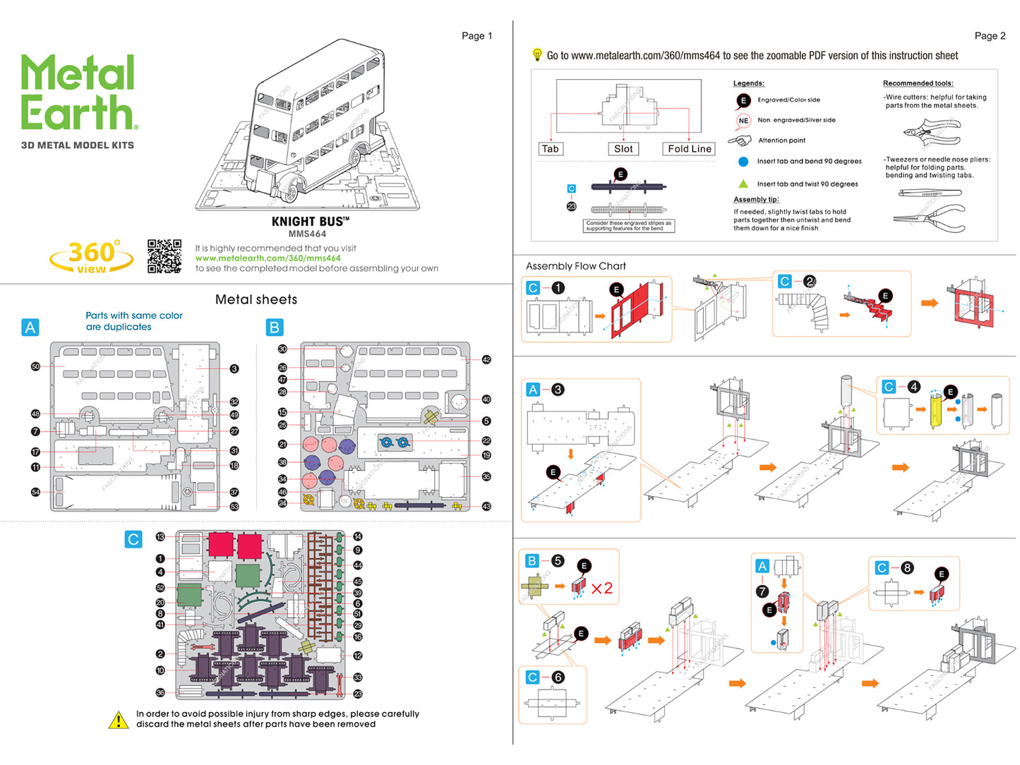 Model Kit Knight Bus Purple "Harry Potter and the Prisoner of Azkaban" (2004) Movie (Moderate Difficulty) Steel Model by Metal Earth