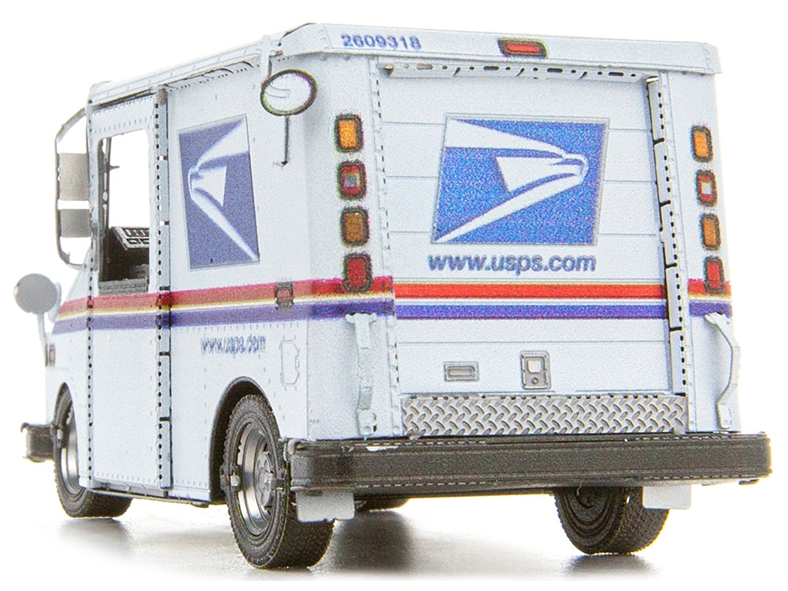 Model Kit  LLV Mail Truck White "USPS (United States Postal Service)" (Moderate Difficulty) Steel Model by Metal Earth