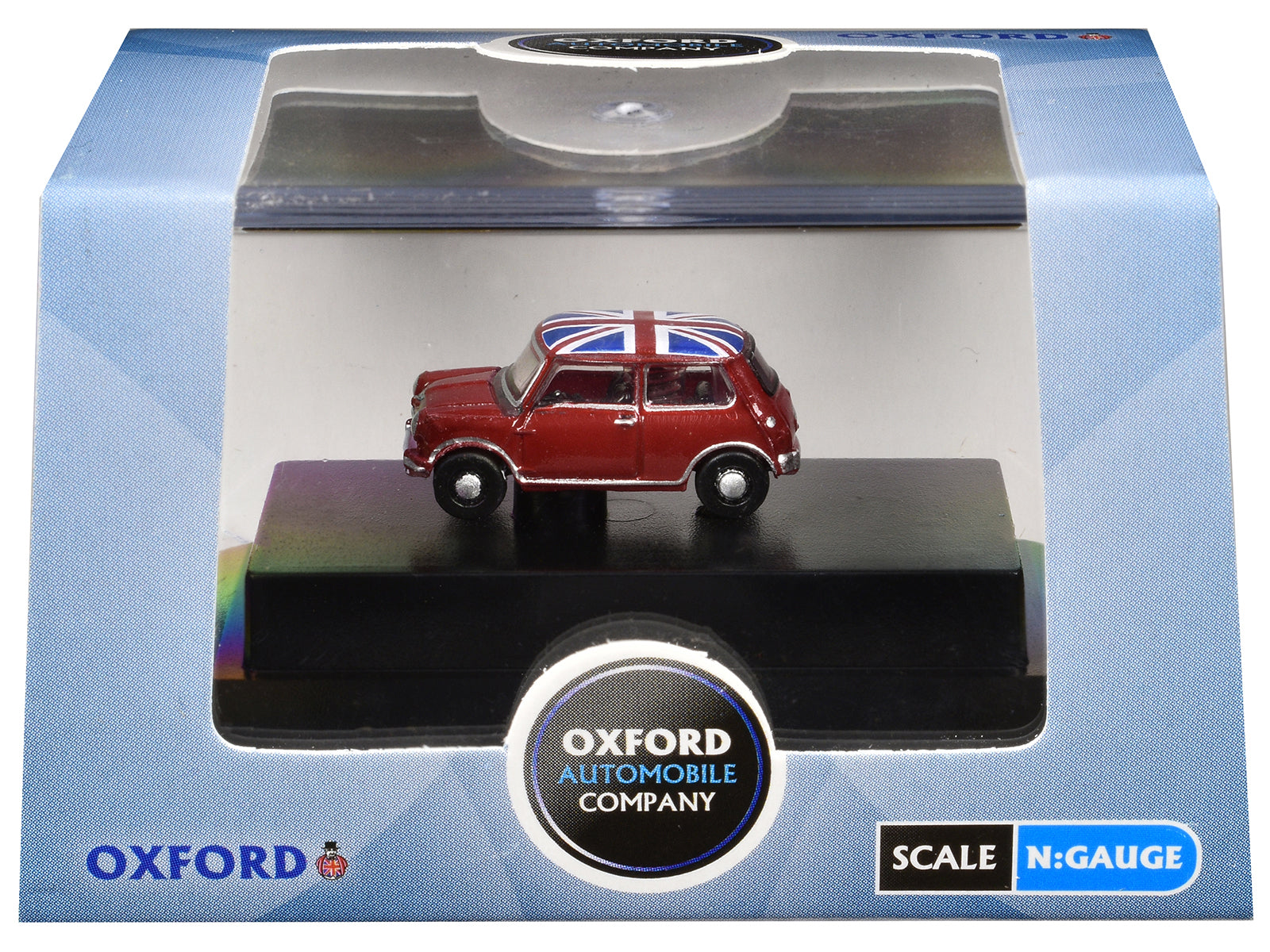 Austin Mini RHD (Right Hand Drive) Tartan Red with Union Jack Top 1/148 (N) Scale Diecast Model Car by Oxford Diecast