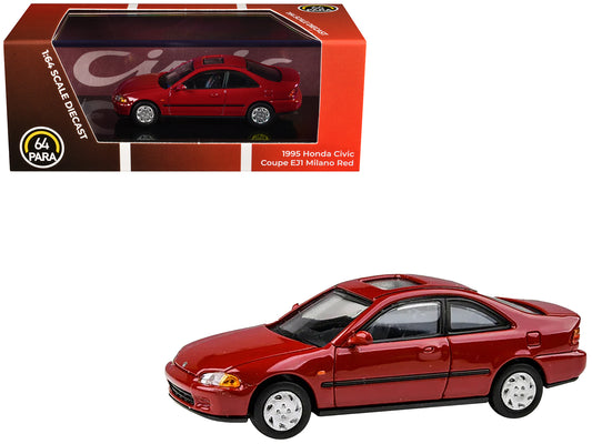 1995 Honda Civic Coupe EJ1 Milano Red 1/64 Diecast Model Car by Paragon Models