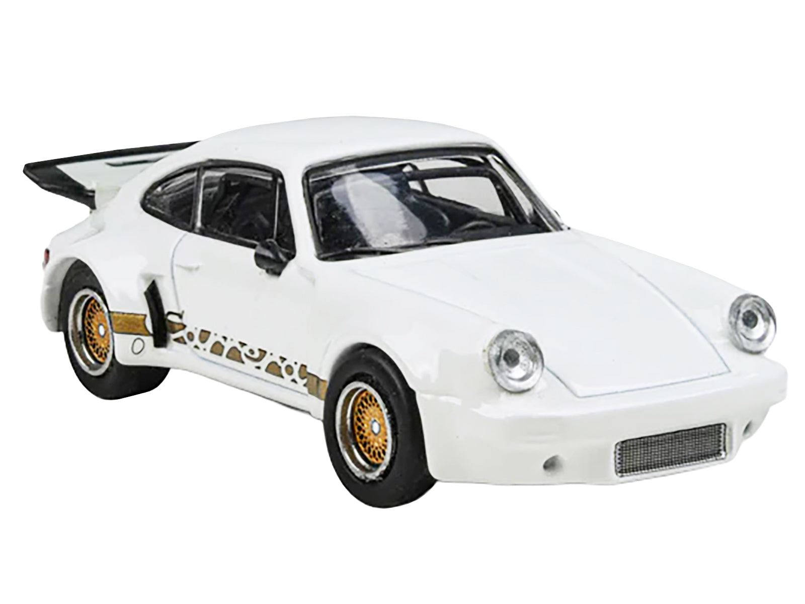 Porsche 911 Carrera RSR 3.0 Grand Prix White with Gold Stripes and Wheels 1/64 Diecast Model Car by Paragon Models