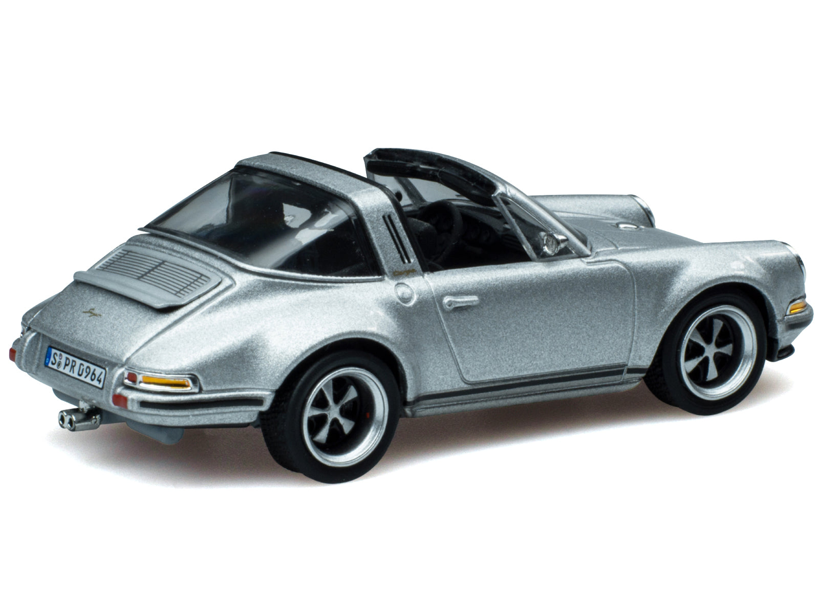 Singer Targa Convertible Silver Metallic 1/64 Diecast Model Car by Pop Race