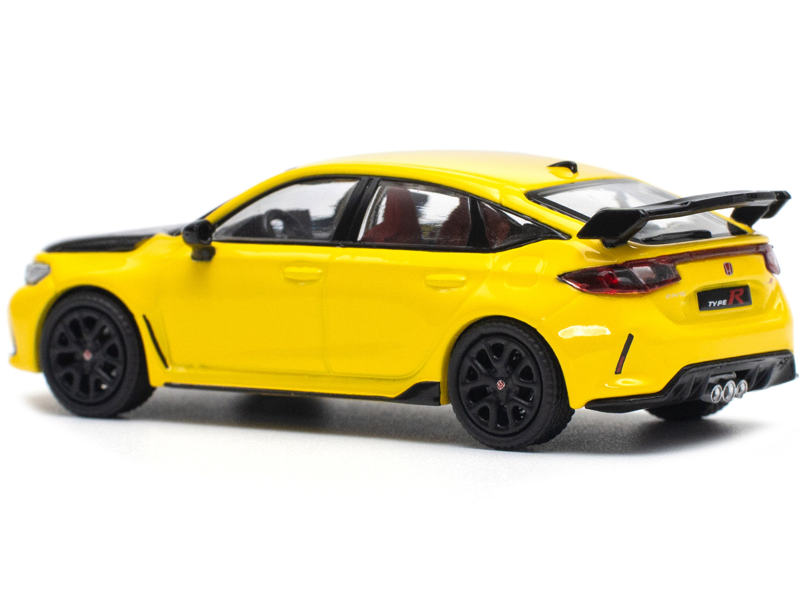 Honda Civic Type R FL5 Yellow with Carbon Hood 1/64 Diecast Model Car by Pop Race