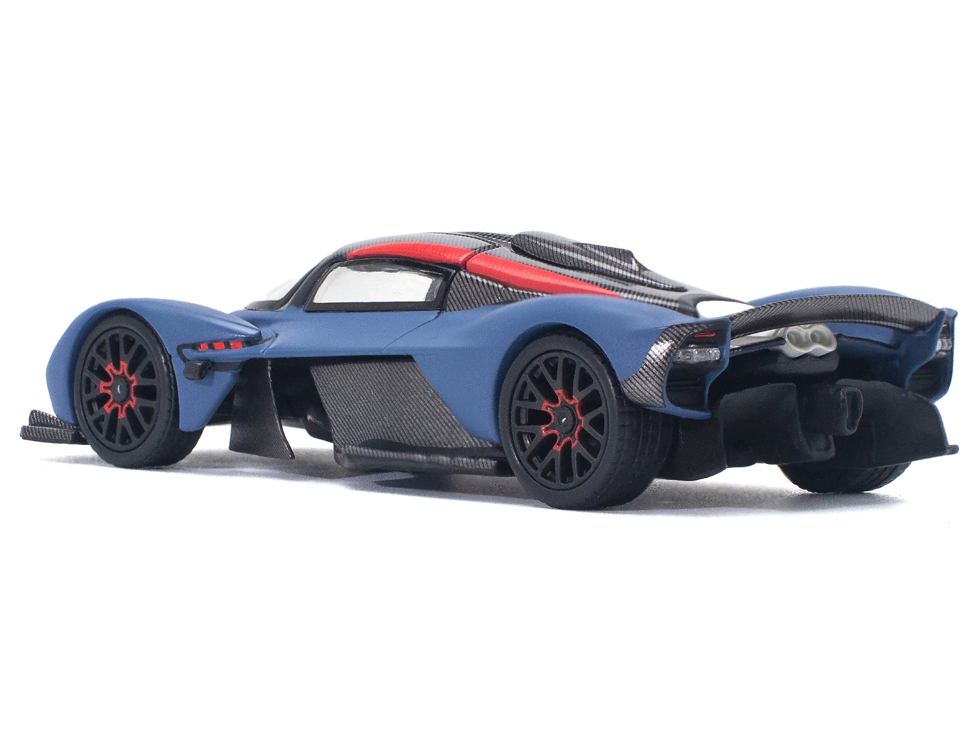 Aston Martin Valkyrie Satin Marina Blue with Carbon Top 1/64 Diecast Model Car by Pop Race