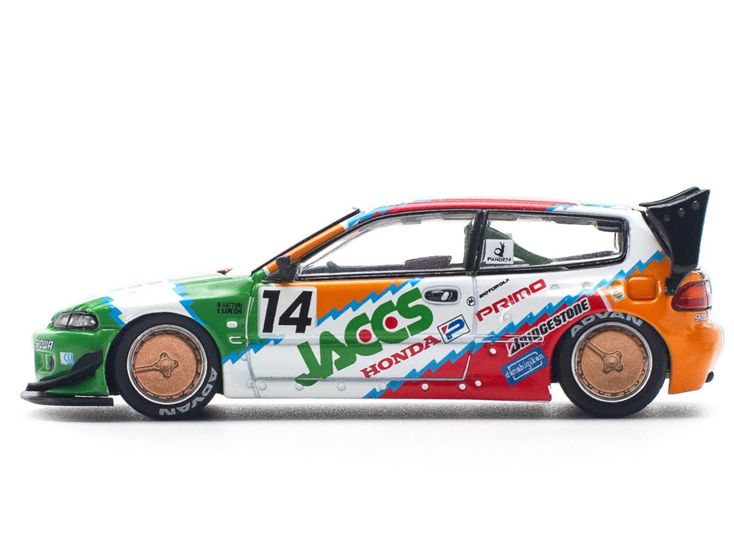 Pandem Civic EG6 RHD (Right Hand Drive) #14 "JACCS" White with Graphics 1/64 Diecast Model Car by Pop Race