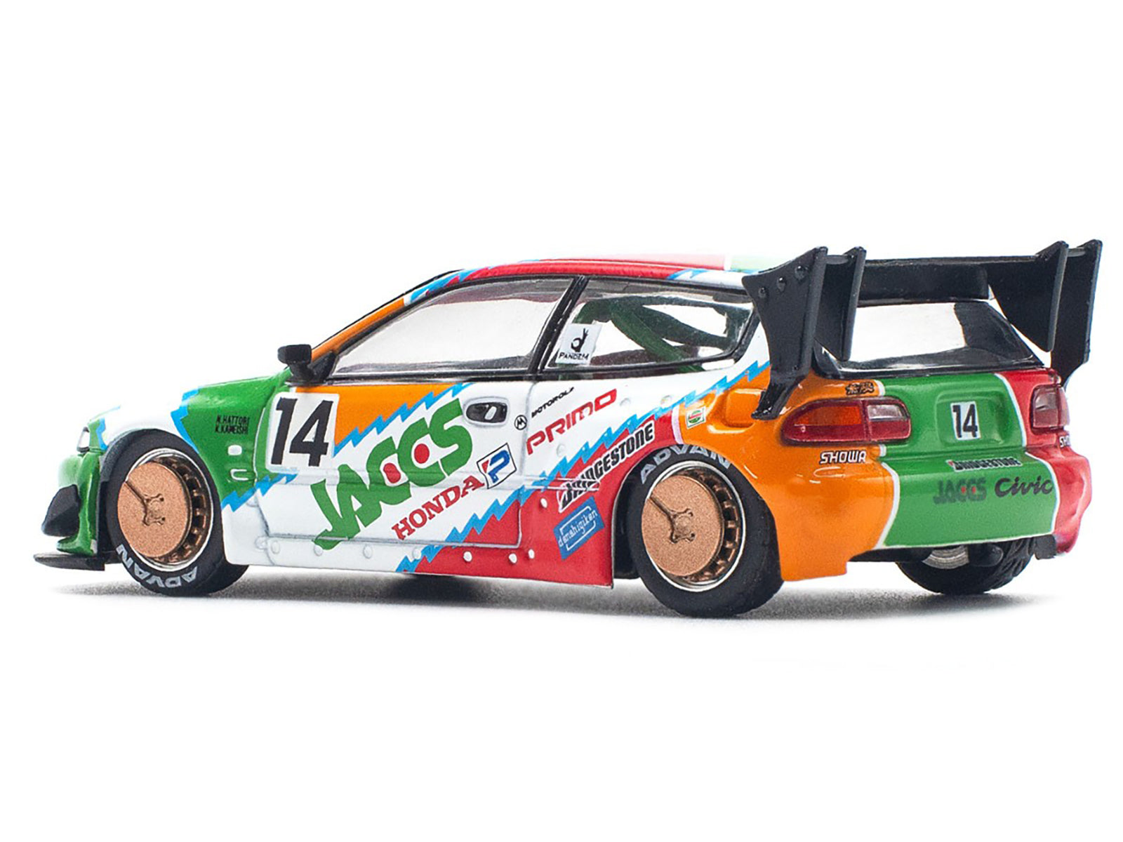 Pandem Civic EG6 RHD (Right Hand Drive) #14 "JACCS" White with Graphics 1/64 Diecast Model Car by Pop Race