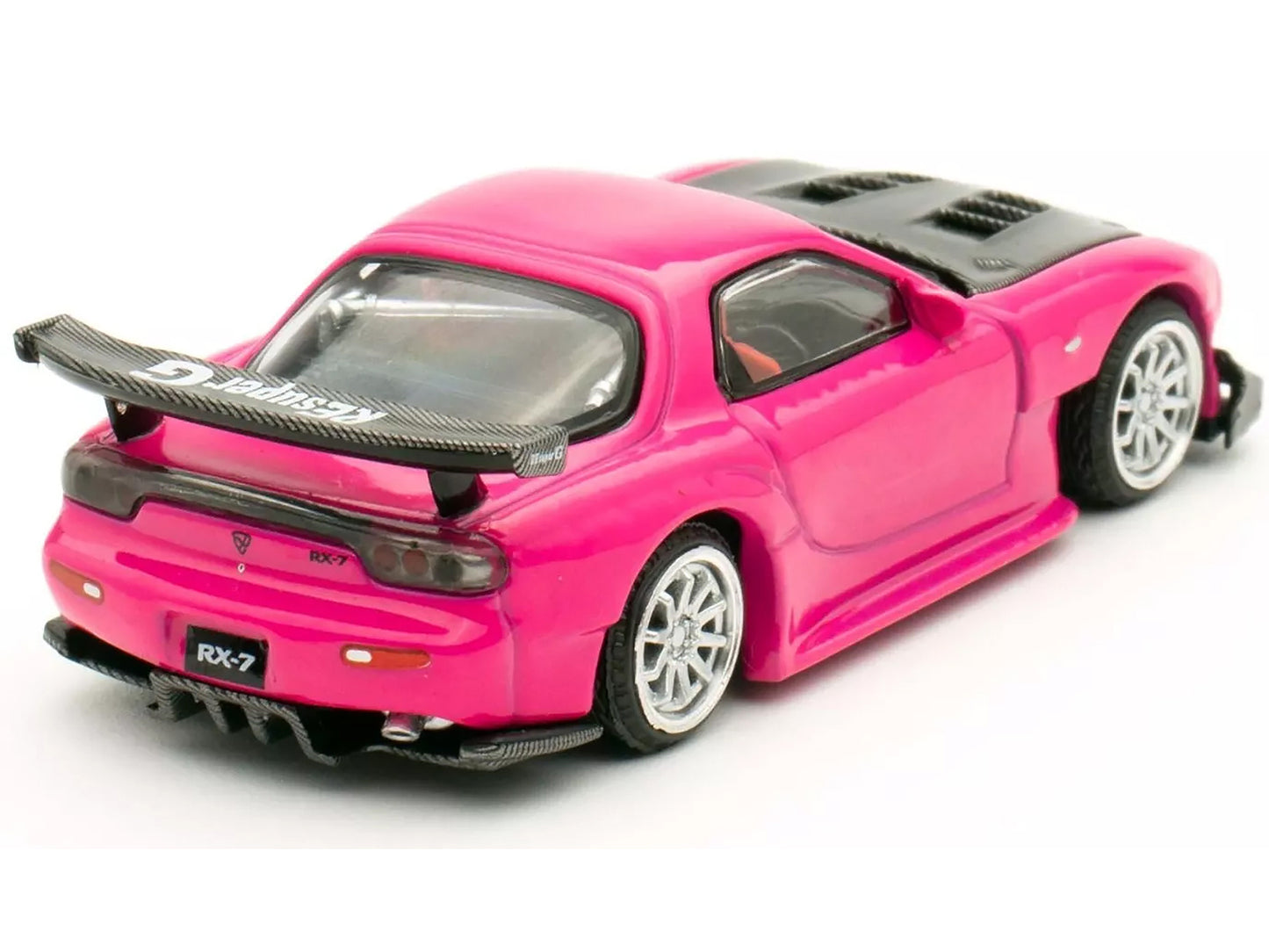Mazda RX-7 Widebody RHD (Right Hand Drive) Pink with Carbon Hood "Indonesia Diecast Expo 2024 Exclusive" 1/64 Diecast Model Car by Pop Race