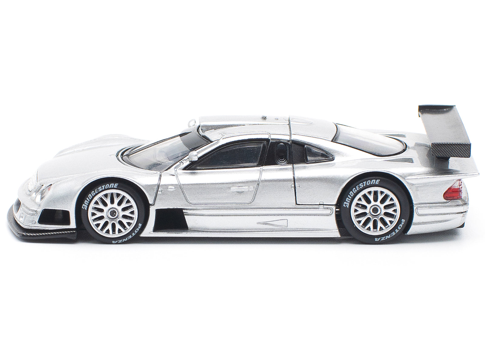 Mercedes-Benz CLK GTR Silver Metallic 1/64 Diecast Model Car by Pop Race