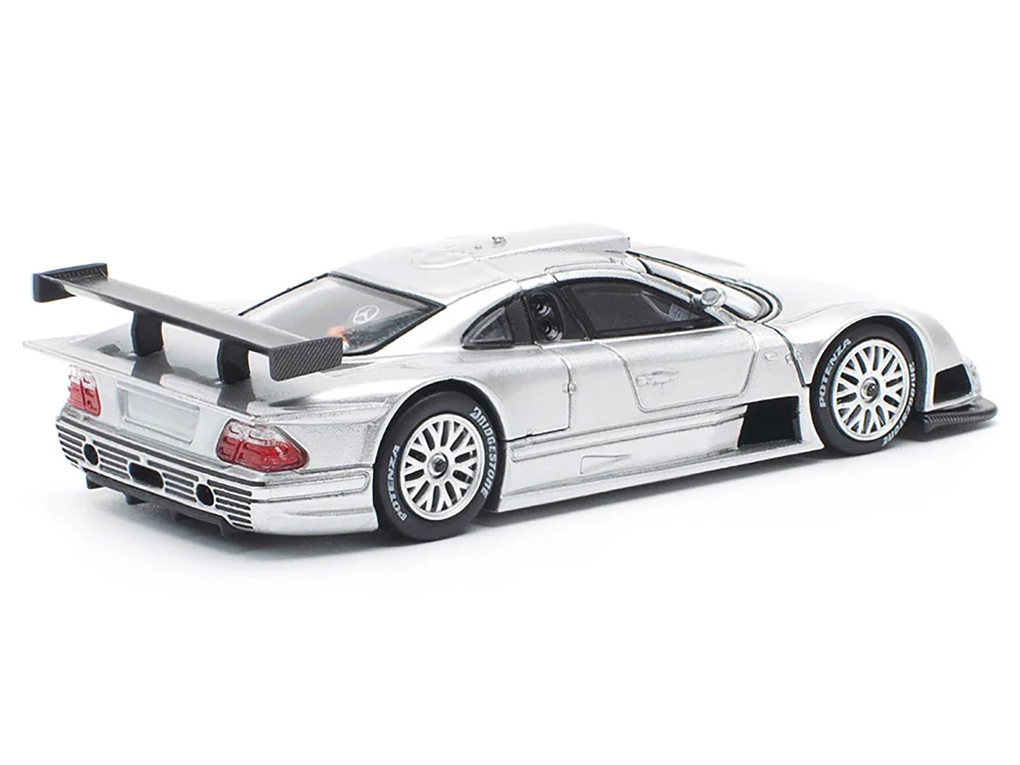 Mercedes-Benz CLK GTR Silver Metallic 1/64 Diecast Model Car by Pop Race