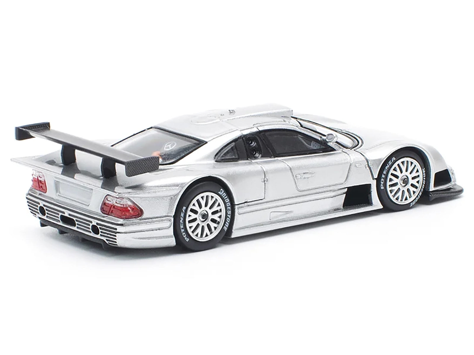 Mercedes-Benz CLK GTR Silver Metallic 1/64 Diecast Model Car by Pop Race