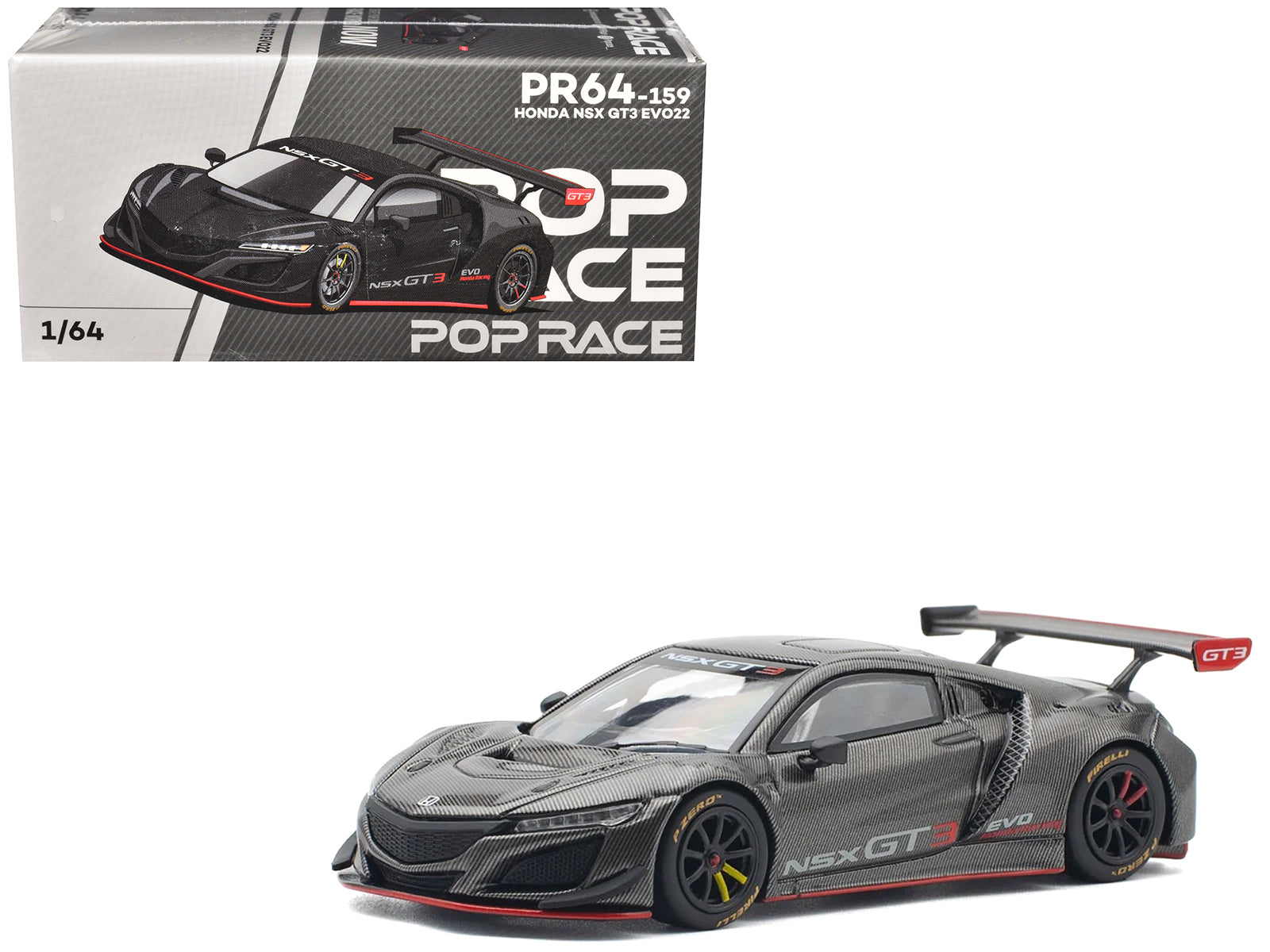 Honda NSX GT3 EVO22 Carbon Edition 1/64 Diecast Model Car by Pop Race