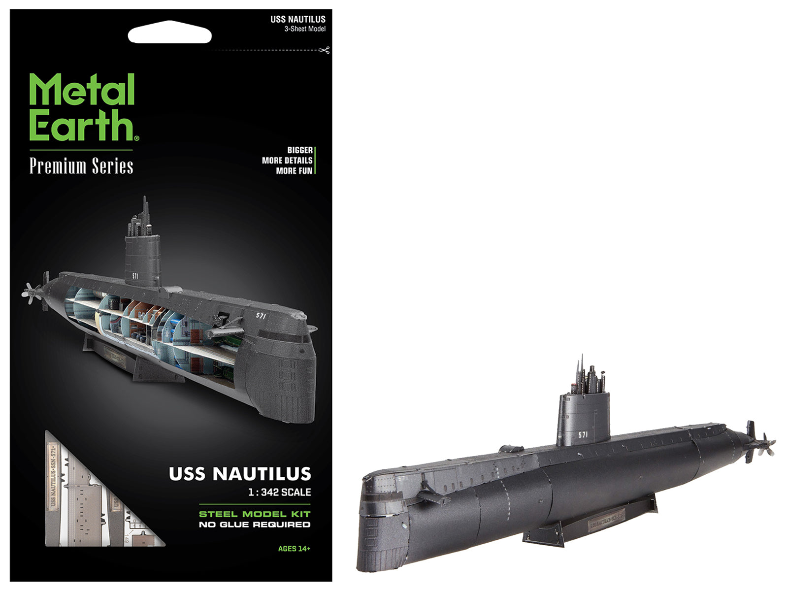 Model Kit USS Nautilus (SSN-571) Submarine "United States Navy" (Challenging Difficulty) Steel Model by Metal Earth