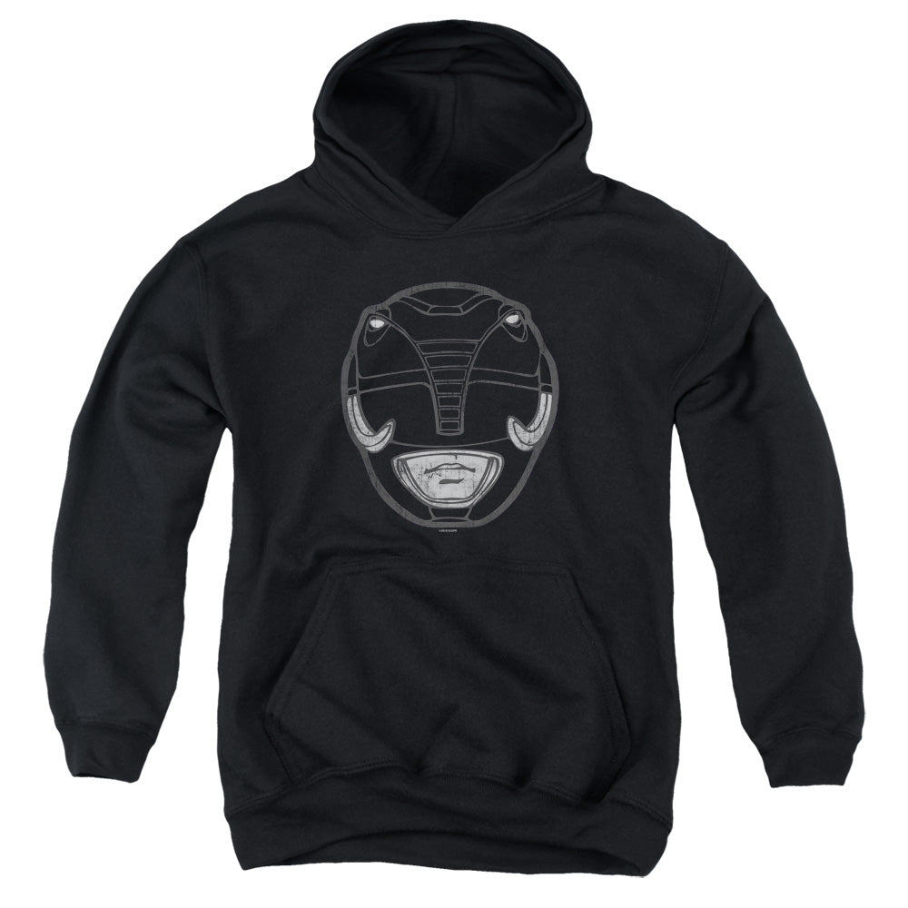 Power Rangers Black Ranger Mask Kids Youth Hoodie Black Officially Licensed