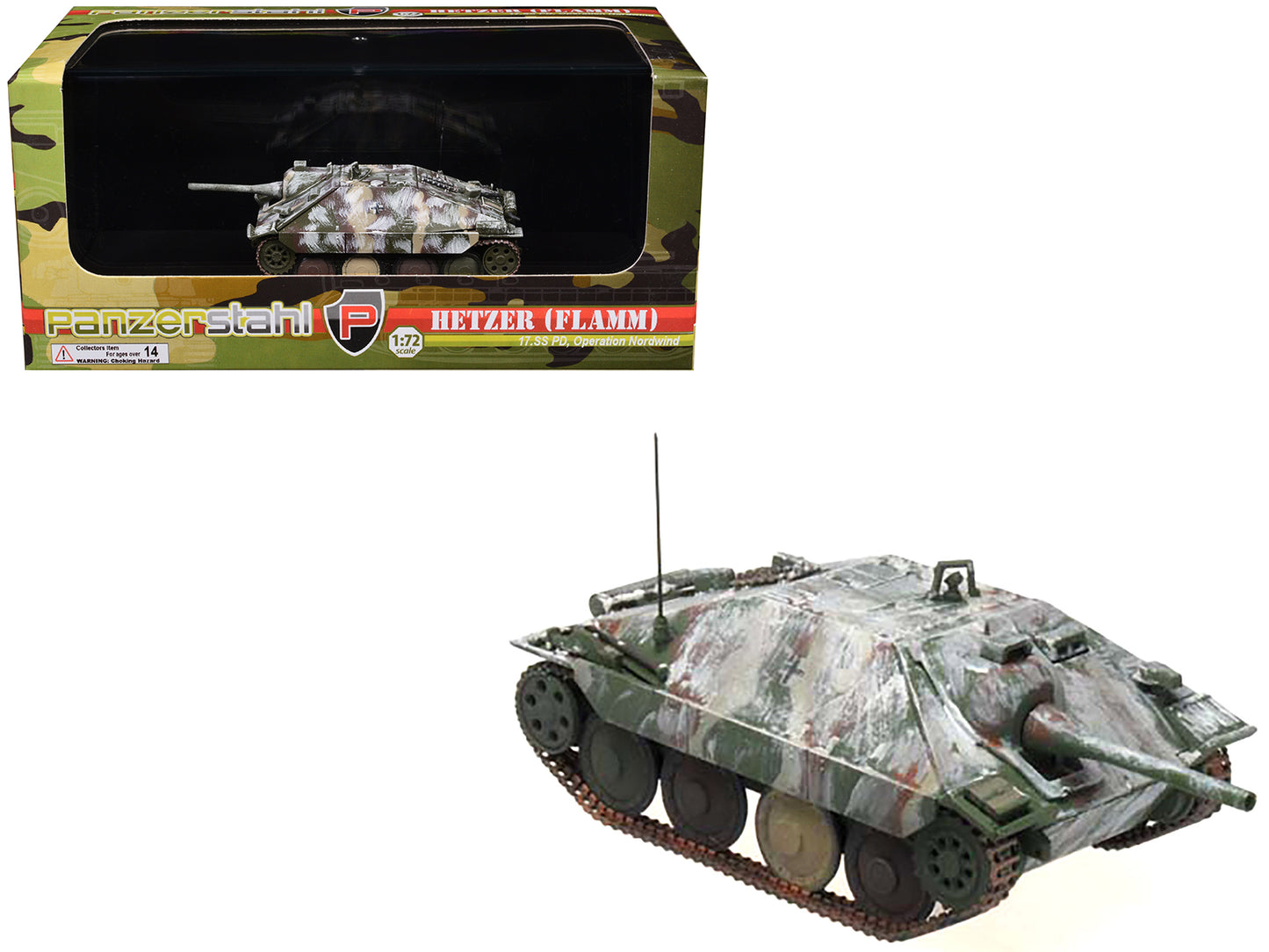 Hetzer (Flamm) Tank Destroyer "17th SS Panzergrenadier Division Operation Nordwind" German Army 1/72 Diecast Model by Panzerstahl