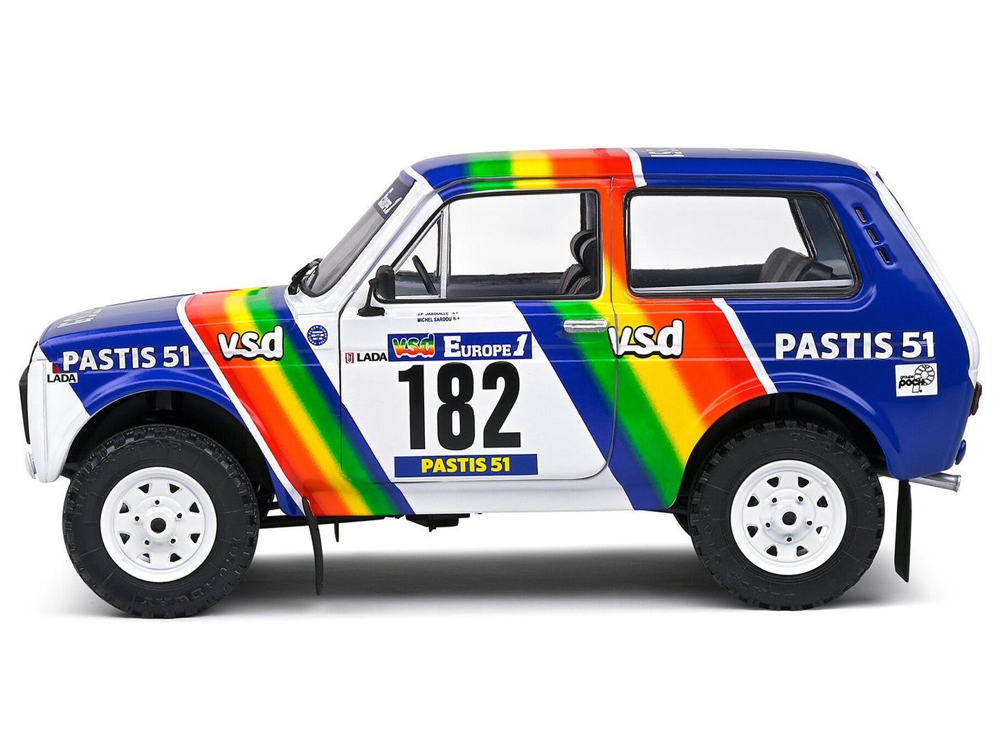 Lada Niva #182 Jean-Pierre Jabouille - Michel Sardou "Paris‚ÄìDakar Rally" (1984) "Competition" Series 1/18 Diecast Model Car by Solido