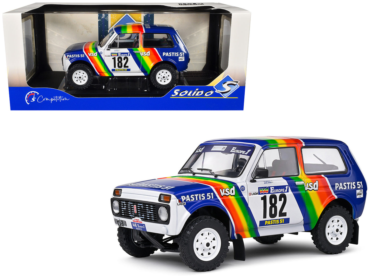 Lada Niva #182 Jean-Pierre Jabouille - Michel Sardou "Paris‚ÄìDakar Rally" (1984) "Competition" Series 1/18 Diecast Model Car by Solido
