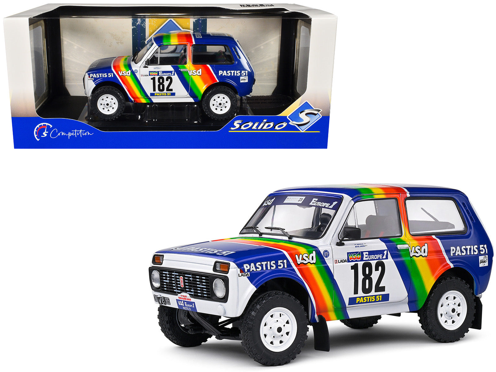 Lada Niva #182 Jean-Pierre Jabouille - Michel Sardou "Paris‚ÄìDakar Rally" (1984) "Competition" Series 1/18 Diecast Model Car by Solido
