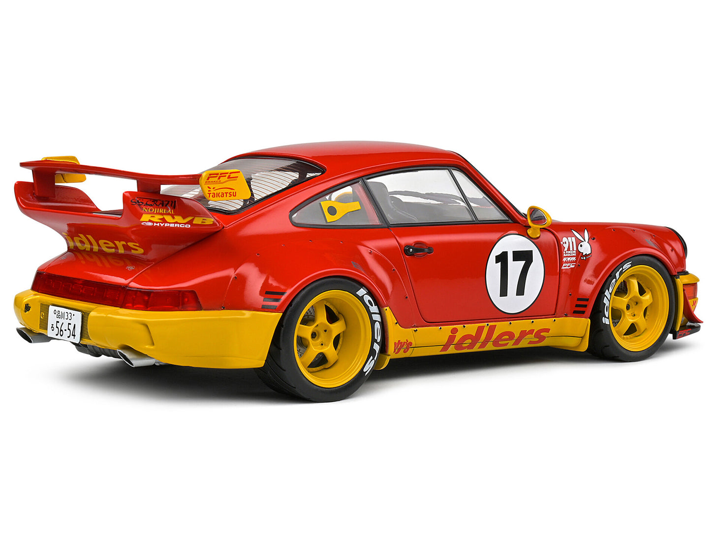 2016 RWB Bodykit #17 "Maty‚Äôs Idlers" Red and Yellow with Graphics 1/18 Diecast Model Car by Solido