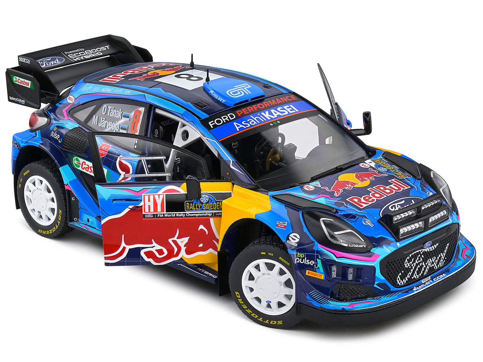 Ford Puma Rally1 Hybrid #8 Ott Tanak - Martin Jarveoja Winner "Rally Sweden" (2023) "Competition" Series 1/18 Diecast Model Car by Solido
