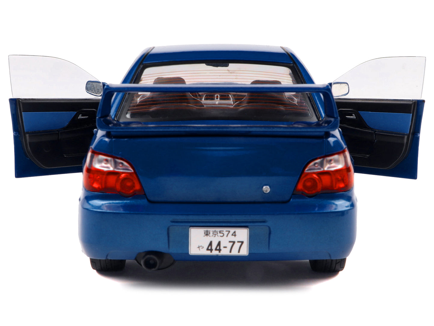 2003 Subaru Impreza WRX STI RHD (Right Hand Drive) Sonic Blue Metallic with Gold Wheels 1/18 Diecast Model Car by Solido