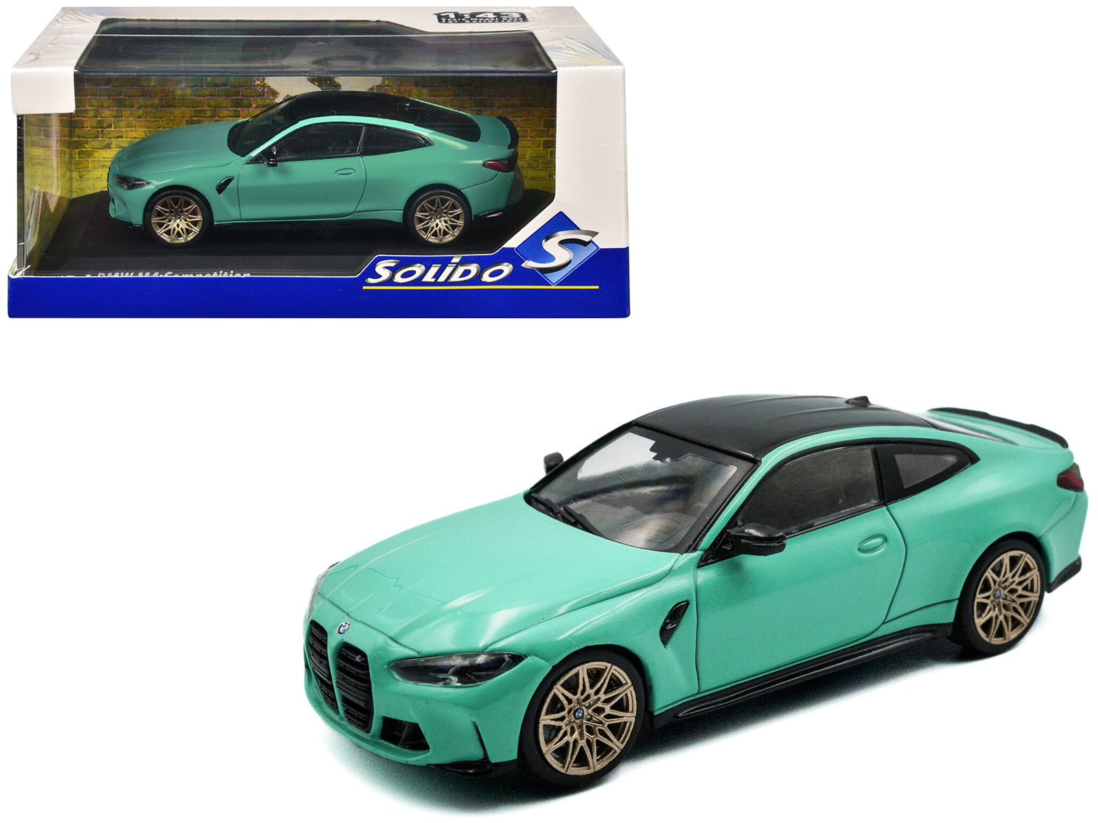 2023 BMW M4 Competition (G82) Mint Green with Black Top 1/43 Diecast Model Car by Solido