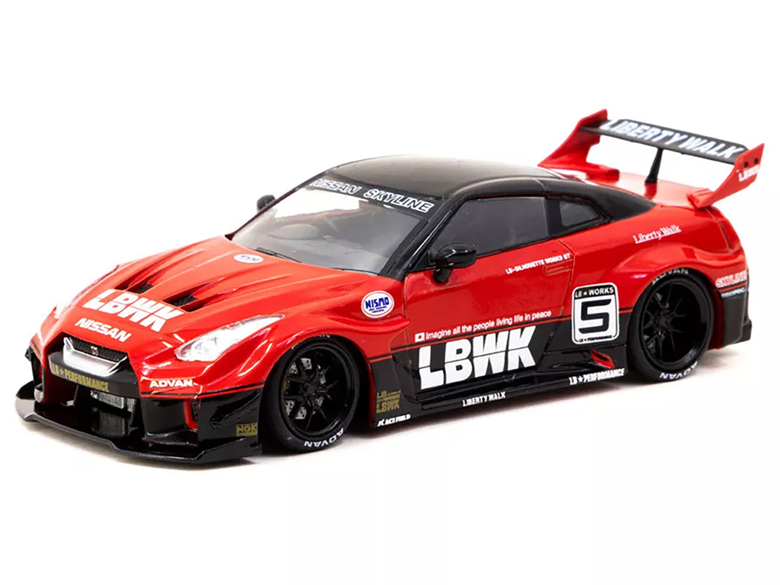 Nissan 35GT-RR LB-Silhouette WORKS GT RHD (Right Hand Drive) #5 "Liberty Walk" Red and Black "Hobby43" Series 1/43 Diecast Model Car by Tarmac Works