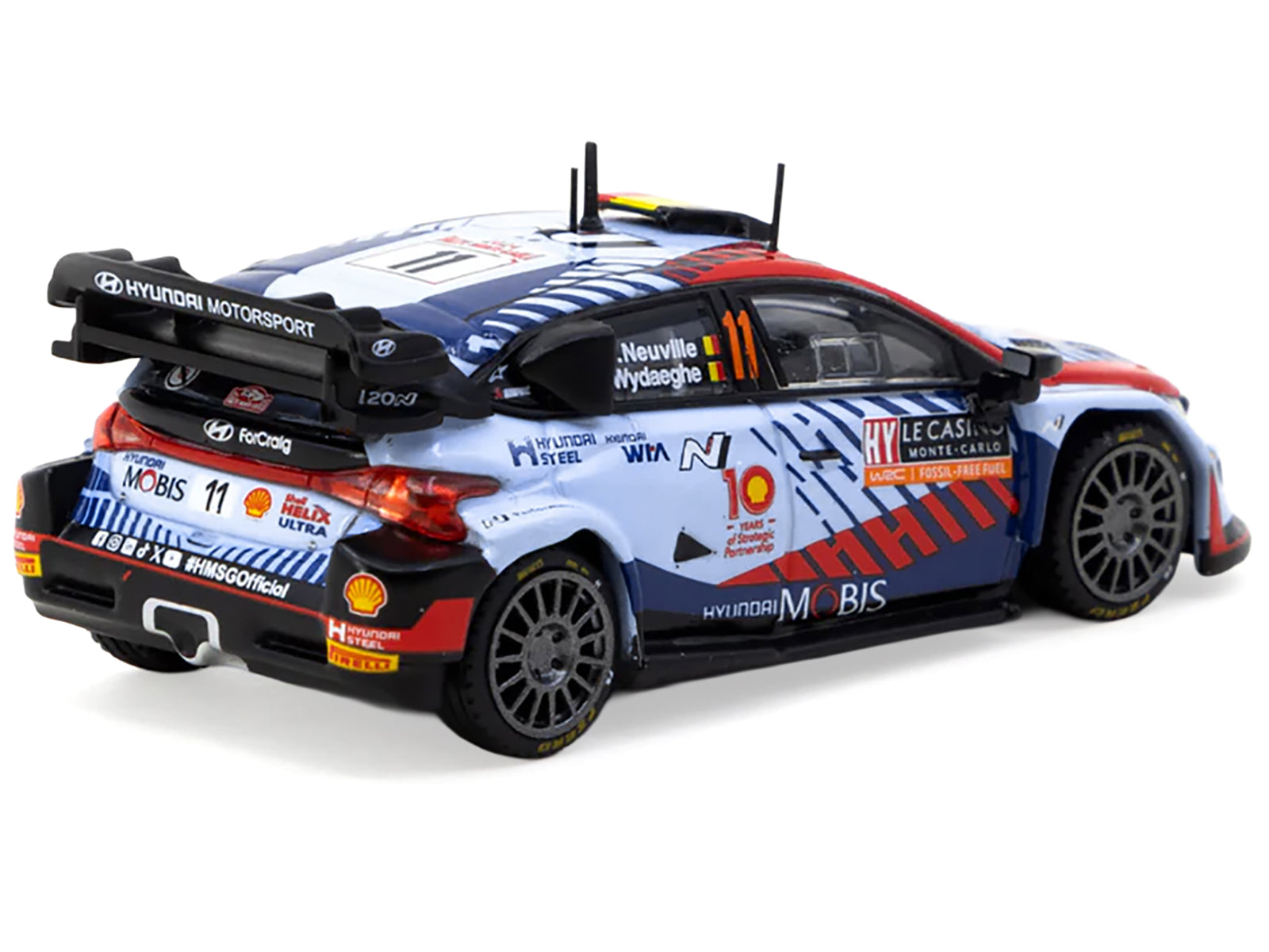 Hyundai i20 N Rally1 Hybrid #11 Thierry Neuville - Martijn Wydaeghe Winner "Rallye Monte-Carlo" (2024) "Hobby64" Series 1/64 Diecast Model by Tarmac Works