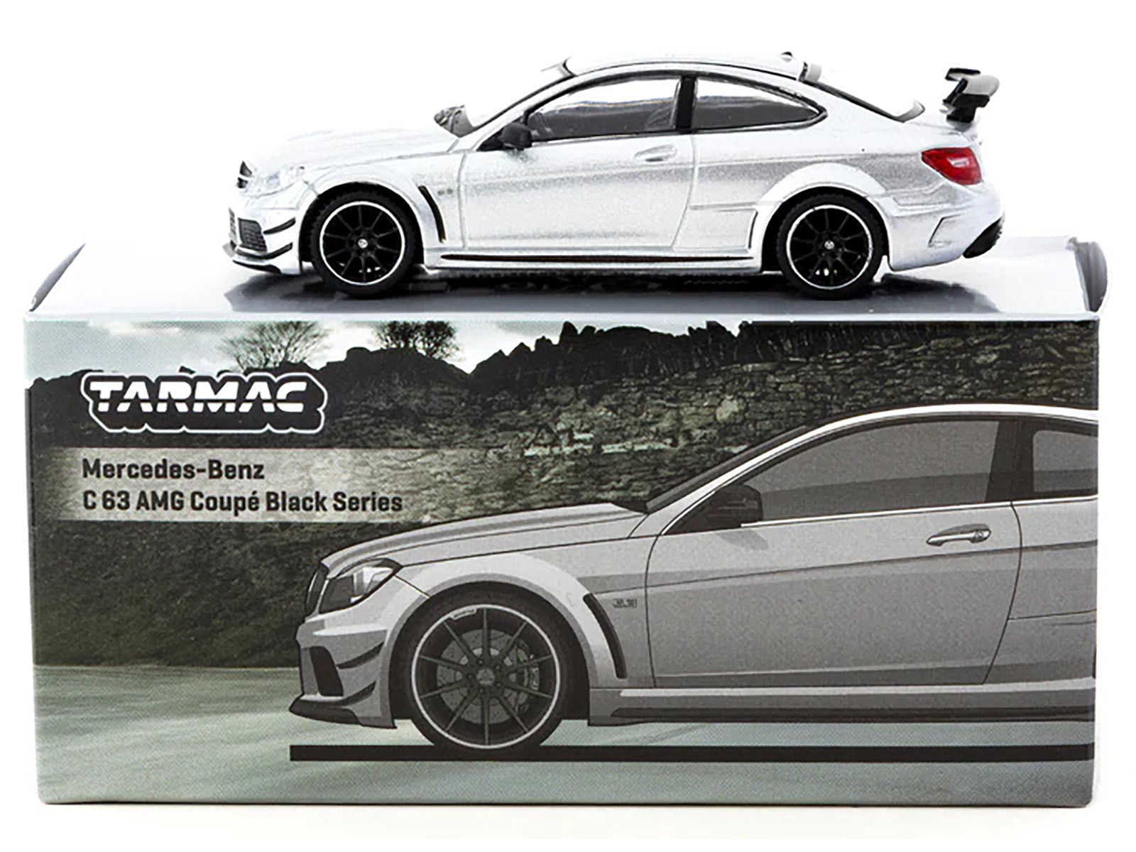 Mercedes-Benz C 63 AMG Coupe Black Series Silver Metallic "Global64" Series 1/64 Diecast Model by Tarmac Works