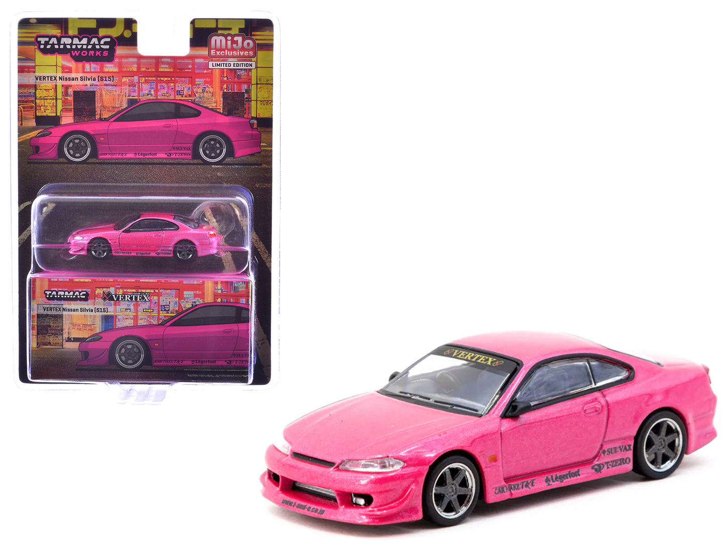 Nissan Silvia (S15) Vertex RHD (Right Hand Drive) Pink Metallic "Global64" Series 1/64 Diecast Model by Tarmac Works