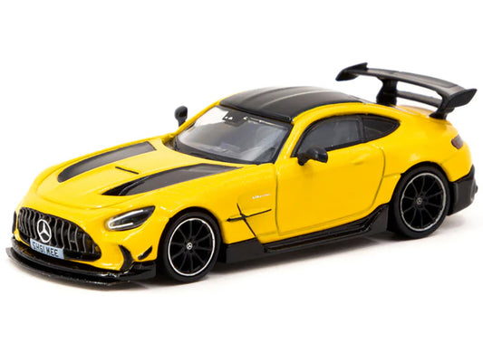 Mercedes-Benz AMG GT Black Series "SHMEE150" Yellow with Black Stripes and Top "Global64" Series 1/64 Diecast Model by Tarmac Works