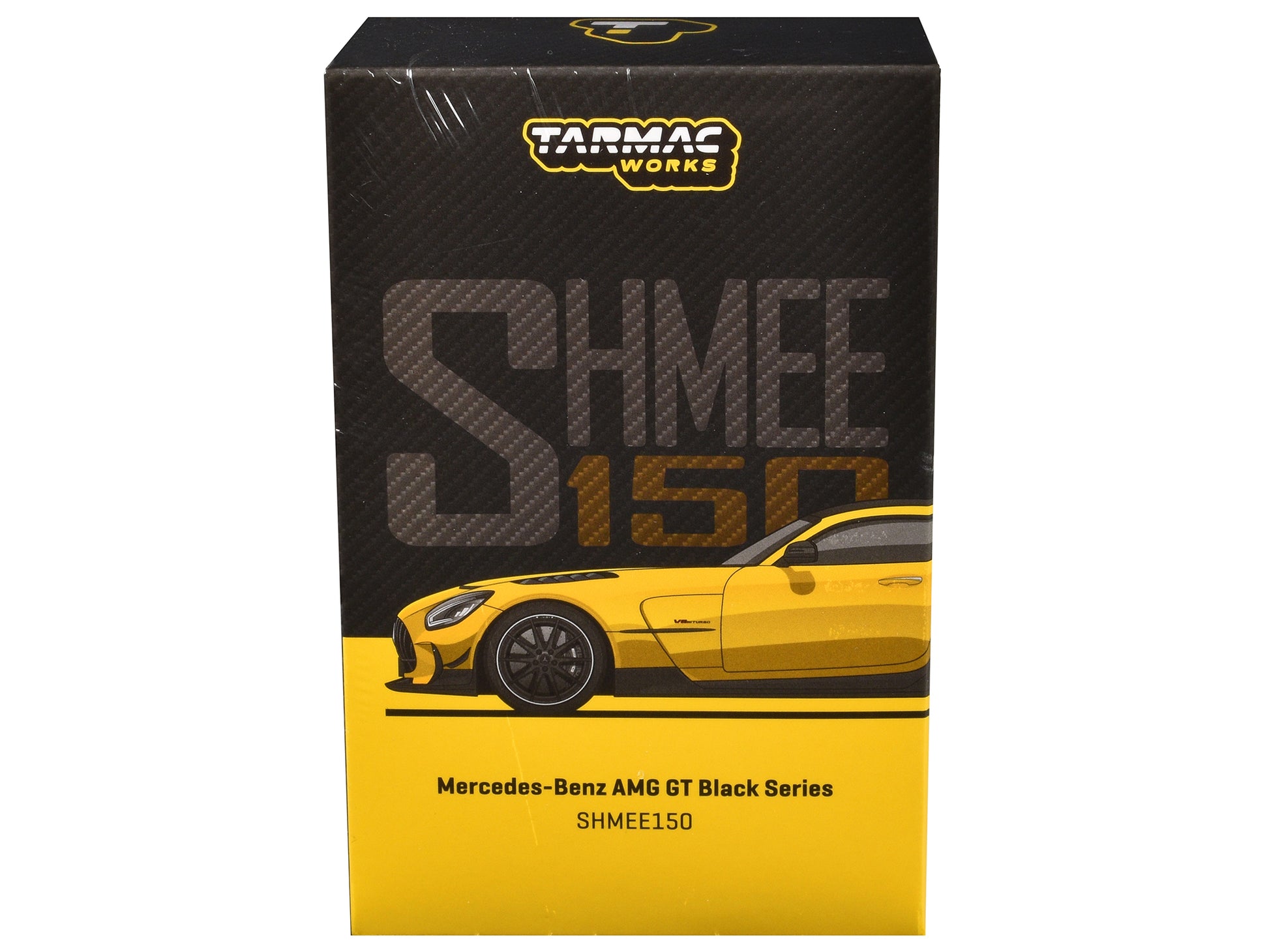 Mercedes-Benz AMG GT Black Series "SHMEE150" Yellow with Black Stripes and Top "Global64" Series 1/64 Diecast Model by Tarmac Works