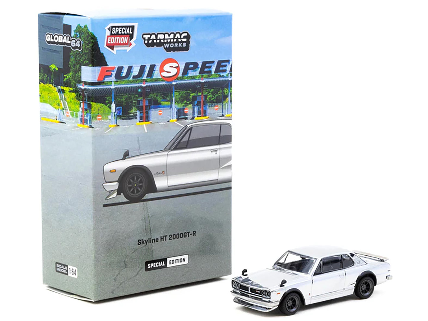 Nissan Skyline HT 2000GT-R RHD (Right Hand Drive) Silver Chrome "Japan Special Edition" "Global64" Series 1/64 Diecast Model Car by Tarmac Works