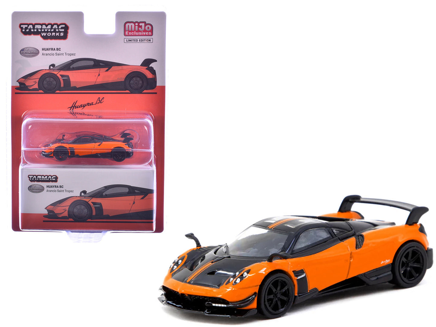 Pagani Huayra BC Arancio Saint Tropez Orange and Black "Global64" Series 1/64 Diecast Model by Tarmac Works