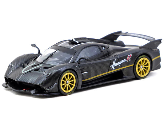 Pagani Huayra R Matt Black Carbon Fiber with Gold Wheels Limited Edition to 3552 pieces Worldwide "Global64" Series 1/64 Diecast Model by Tarmac Works