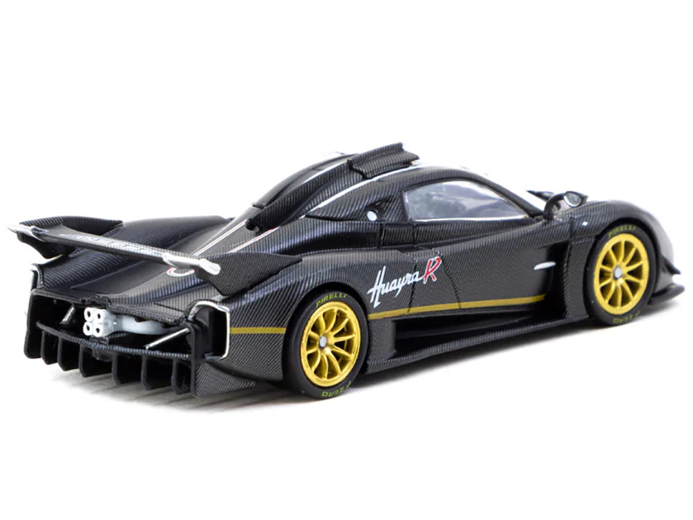 Pagani Huayra R Matt Black Carbon Fiber with Gold Wheels Limited Edition to 3552 pieces Worldwide "Global64" Series 1/64 Diecast Model by Tarmac Works