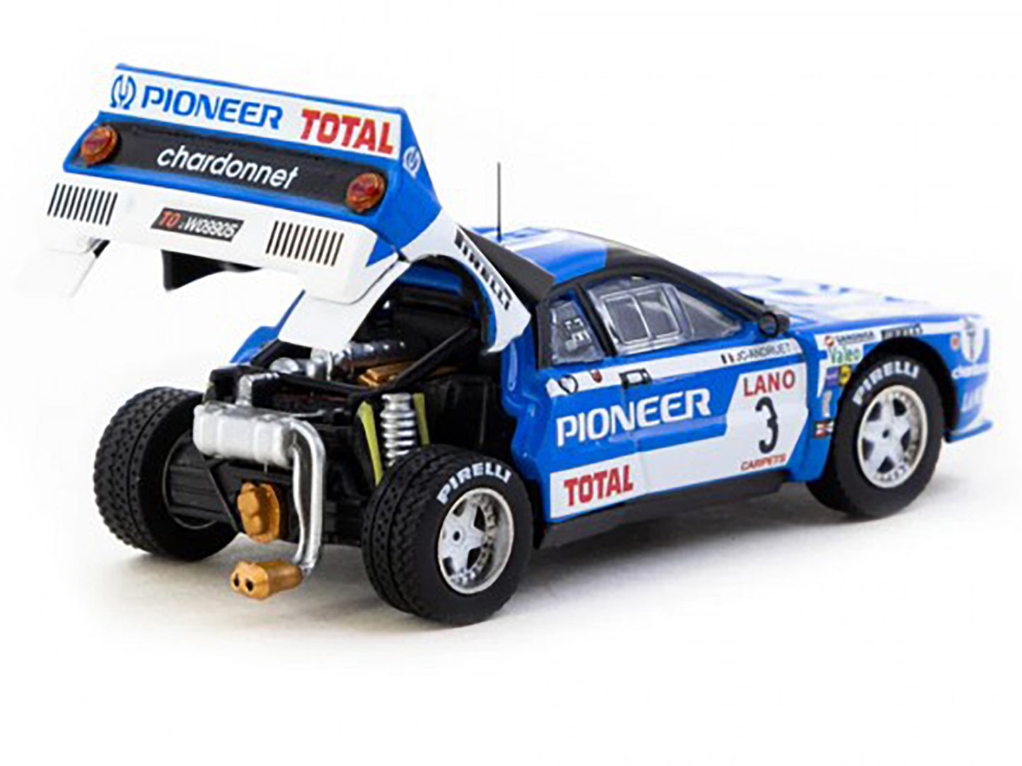 Lancia 037 Rally #3 Jean-Claude Andruet - Francoise Sappey 2nd Place "Ypres 24 Hours Rally" (1983) "Hobby64+" Series 1/64 Diecast Model Car by Tarmac Works