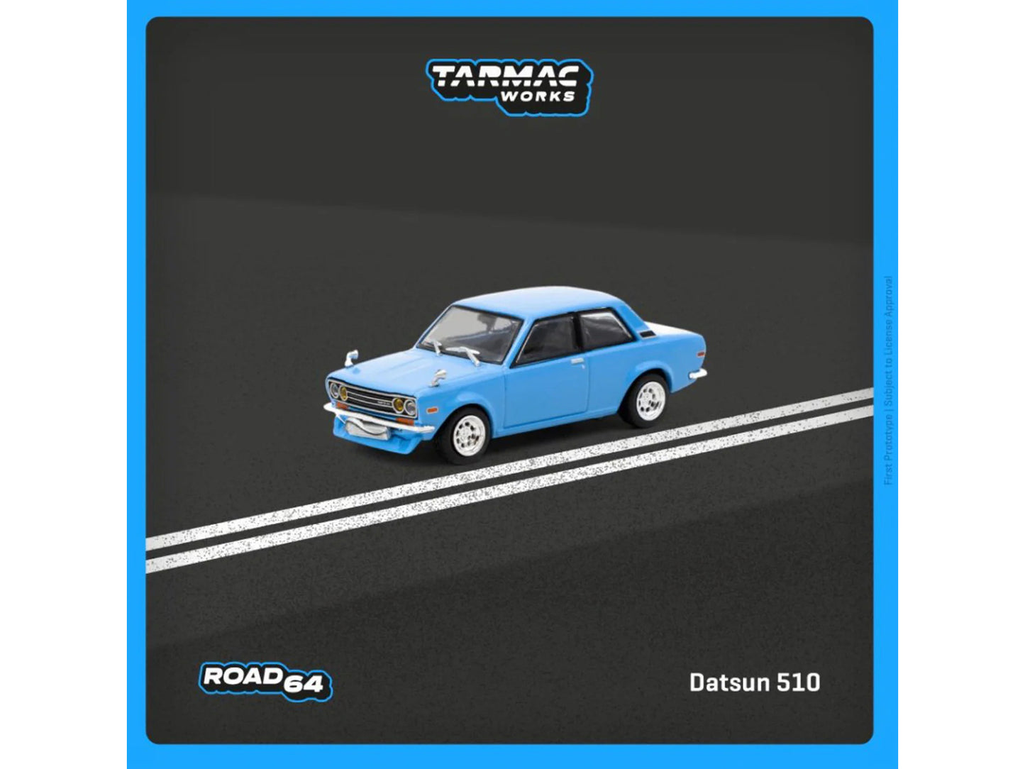 Datsun 510 Light Blue "Road64" Series 1/64 Diecast Model Car by Tarmac Works