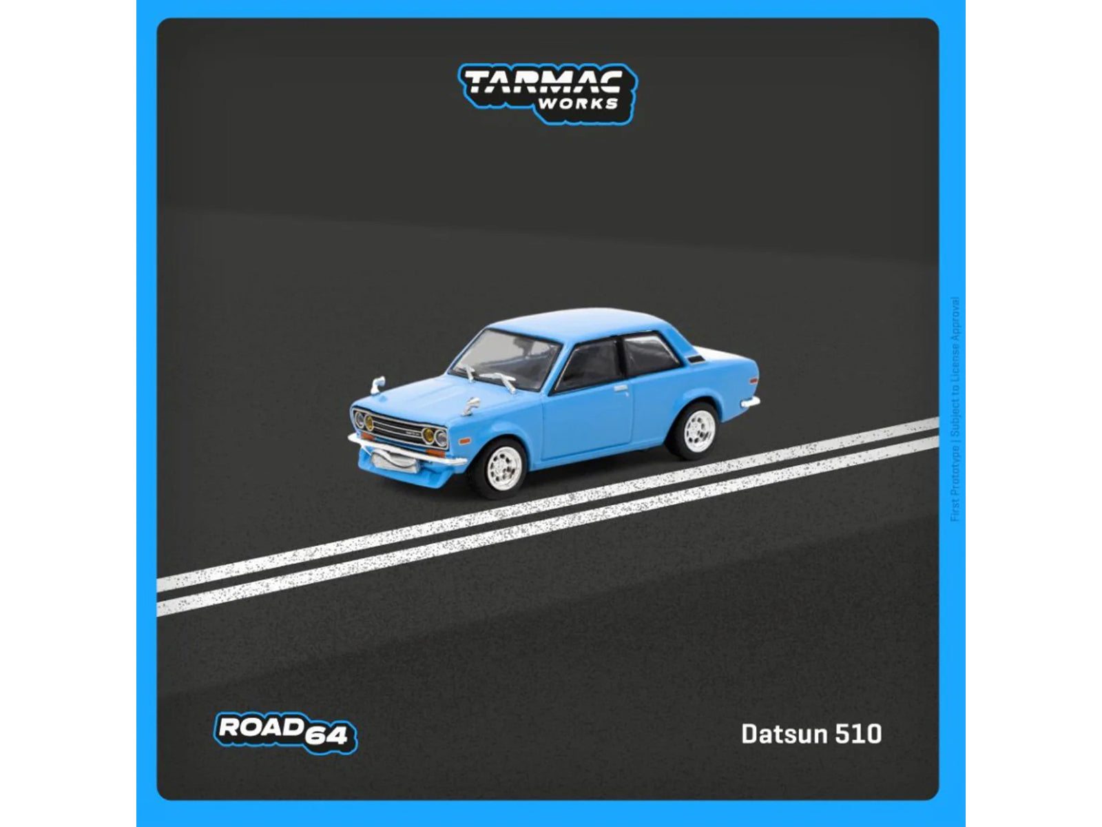 Datsun 510 Light Blue "Road64" Series 1/64 Diecast Model Car by Tarmac Works