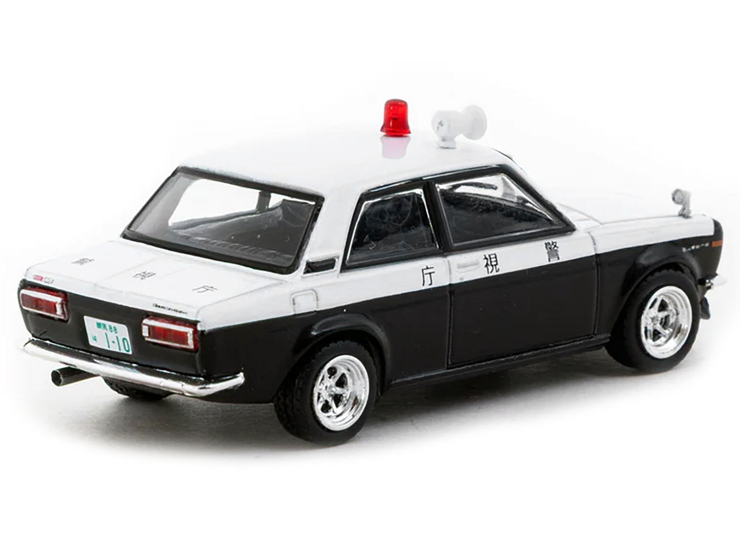 Datsun 510 "Japanese Police" Black and White "Road64" Series 1/64 Diecast Model Car by Tarmac Works