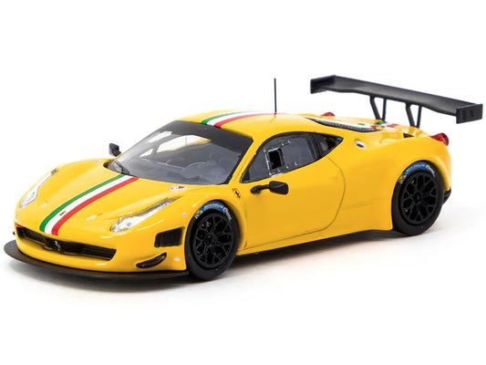 Ferrari 458 Italia GT3 Yellow with Italian Flag Stripes "Road64" Series 1/64 Diecast Model Car by Tarmac Works