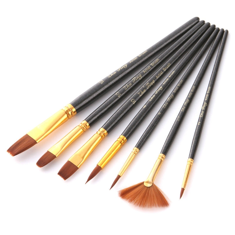 ZHU TING 7 in 1 Nylon Brushes Watercolor Brushes And Oil Brushes Art Painting Supplies, 21 PCS / 3 Sets Nylon Brushes