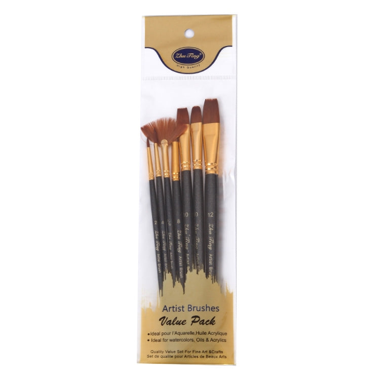 ZHU TING 7 in 1 Nylon Brushes Watercolor Brushes And Oil Brushes Art Painting Supplies, 21 PCS / 3 Sets Nylon Brushes