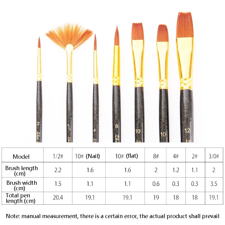 ZHU TING 7 in 1 Nylon Brushes Watercolor Brushes And Oil Brushes Art Painting Supplies, 21 PCS / 3 Sets Nylon Brushes