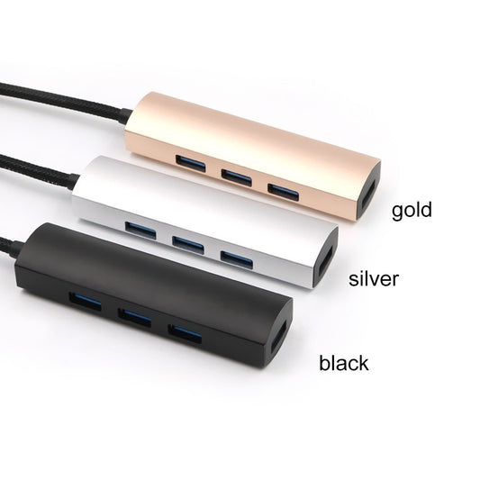 T-552 4Ports USB3.0 Hub Aluminium Alloy Expander Adapter High Speed Transmission Data Sync Convertor Compatible with Mouse/Keyboard/Mobile Hard Disk