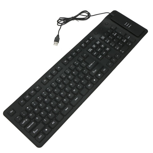 108 Keys USB Silicone Foldable Keyboard  Waterproof Dustproof USB Silent Keys