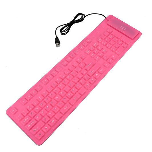108 Keys USB Silicone Foldable Keyboard  Waterproof Dustproof USB Silent Keys