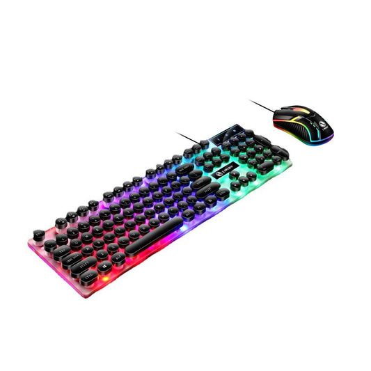 Wired Backlit Keyboard Mouse Combo Folding Feet Suspended Keycaps Design Keyboard Breathing Light Ergonomic Mouse