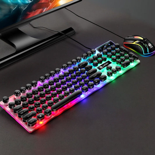 Wired Backlit Keyboard Mouse Combo Folding Feet Suspended Keycaps Design Keyboard Breathing Light Ergonomic Mouse