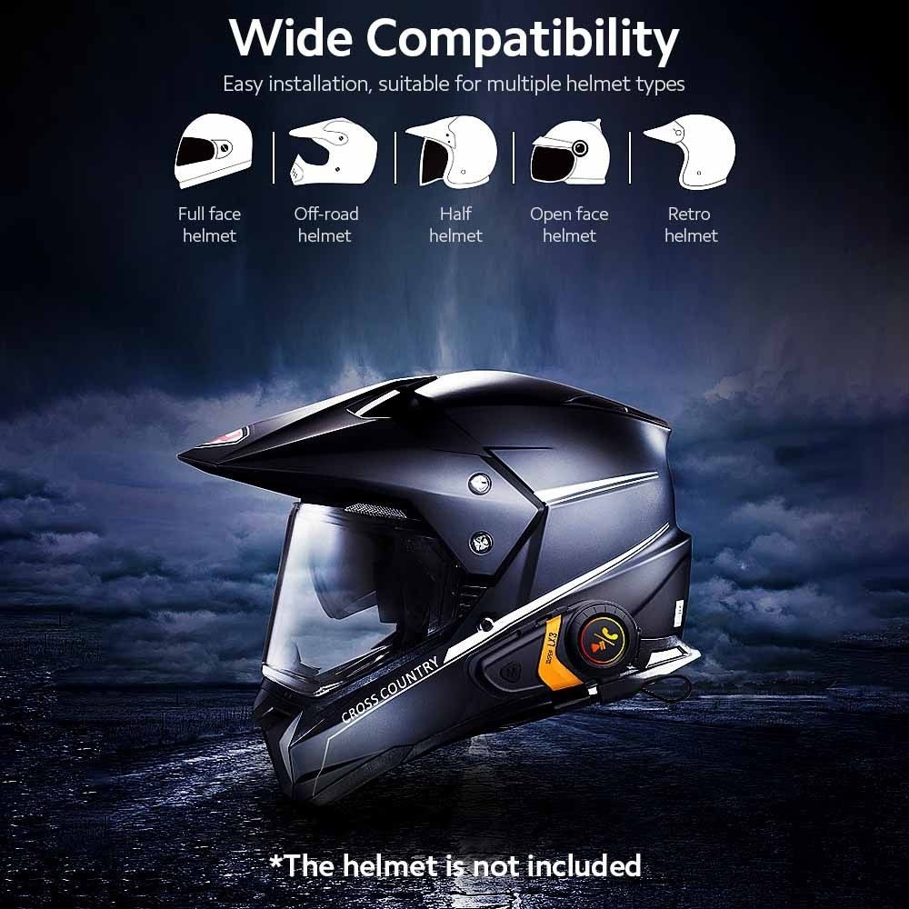 SUPER LX3 Bluetooth-compatible 5.0 Headset Motorcycle Motorbike Helmet Intercom Interphone for Riding Skiing Snowmobile Scooter