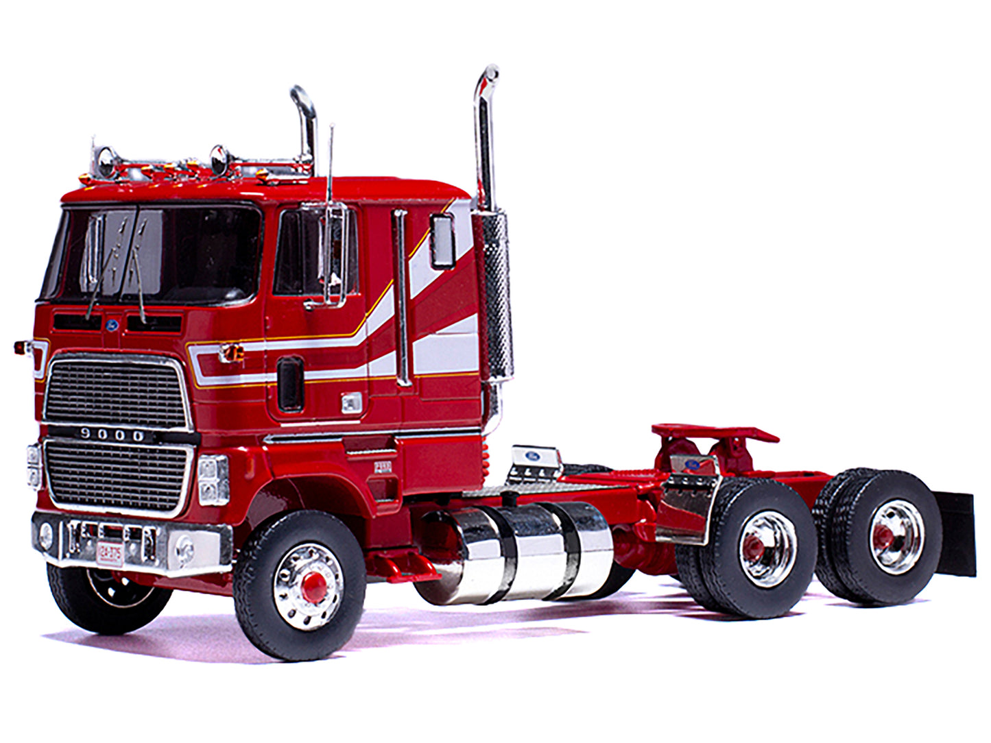 1976 Ford CL 9000 Truck Tractor Red with White Stripes 1/43 Diecast Model by IXO Models